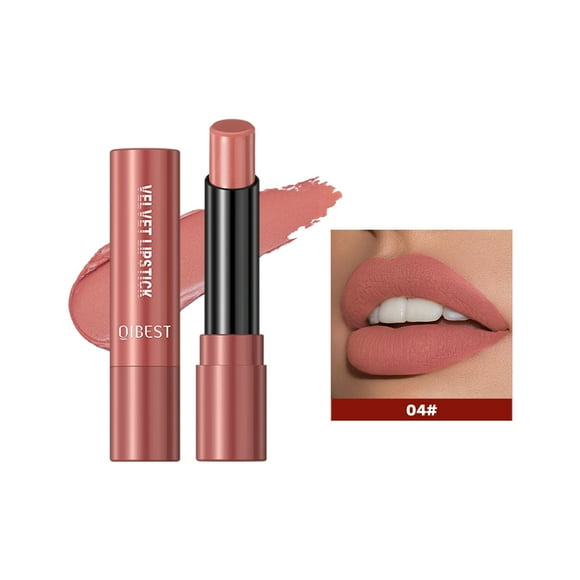 QIBEST 10 Colors Matte Lipstick Velvet Lip Stain Long Lasting Makeup Tinted Balm Rotate Lipstick Nude Makeup Highly Pigmented (04)