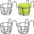 thumbnail image 1 of LNGOOR 4Pcs Hanging Railing Planter Over the Rail Flower Pot Holder Hanger  Balcony Planters Railing Hanging  Round Plant Baskets Metal Potted Stand Mounted Deck Porch Patio for Indoor Ou, 1 of 7
