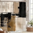 thumbnail image 3 of Brown Long Shower Curtain,Vintage Shower Curtain Set with Hooks, Abstract Geometric Cloth Shower Curtain for Bathroom Decor, Rustic Copper Fabric Shower Curtain-72"W x 74"L (Pack of 1), 3 of 7