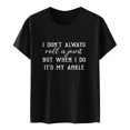 thumbnail image 1 of Gibobby Casual Playera de Manga Corta para Mujer Camiseta manga corta con cuello redondo y estampado letras divertidas color sólido informal para mujer(Negro,XL), 1 of 3