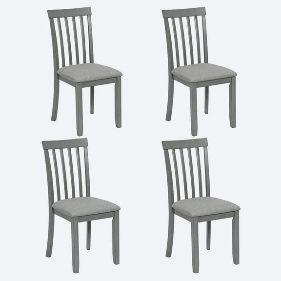 Set of 4 Wooden Dining Chairs Only, Kitchen Chairs with Padded Upholstered Seat, Side Chairs for Dining Room/Living Room (Gray)
