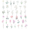 thumbnail image 1 of Calcomanías de flores de vinilo transparentes, calcomanías de flores claras de PET para álbum de recortes, 80 hojas en verde y rosa, 1 of 6
