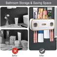 thumbnail image 4 of Wall Mounted Toothbrush Holder with Double Automatic Toothpaste Dispenser, Wall Mounted Toothbrush Holder, with 4 Toothbrush Slots, 2 Magnetic Cups, No Drilling, 4 of 5