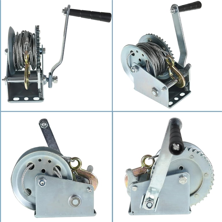 Ausmese 1200lb Hand Cable Winch – Steel Wire, Manual Crank For Boat, ATV, UTV, Trailer-846023