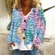 thumbnail image 1 of Cárdigan informal con estampado navideño para mujer, chaqueta con botones, blusa de poliéster, 1 of 5