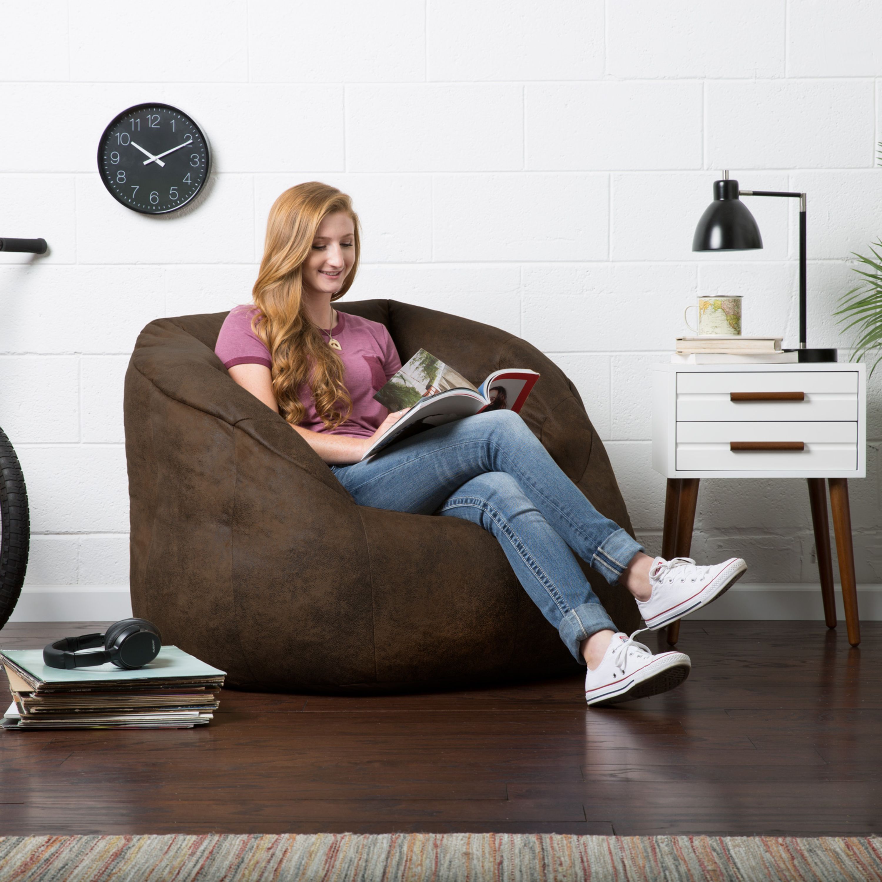 Buy Big Joe Milano Large Leather Bean Bag Chair, Espresso Online at