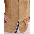 thumbnail image 4 of DYMADE Men Plus Size Solid Color Plaid Stitched Cotton Linen Shirt, 4 of 6