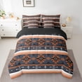 thumbnail image 2 of jejeloiu Vintage Boho Aztec 7 Pieces Bedding Comforter Set,Geometric Rhombus Triangle Full Bedding Set,Orange Black Fitted Sheet Flat Sheet For Teens,Ultra Soft Home Decor Reversible, 2 of 8
