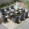 thumbnail image 7 of Kullavik 5-Piece Patio Outdoor Dining Set, Wicker Patio Furniture Set of 4 Rattan Chairs with Soft Cushions and Square Table with Umbrella Cutout, Navy Blue, 7 of 7