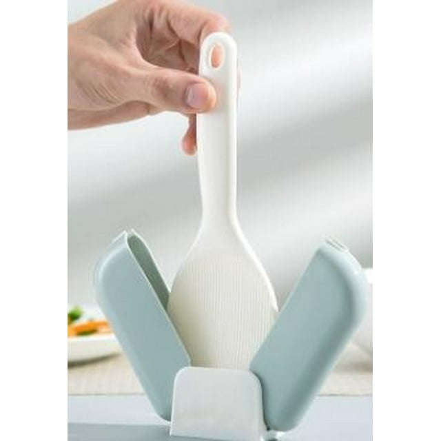 Spoon Automatic Opening and Closing Dust Cover Rice Storage Rack Household Large Hanging Rice Spoon (Pink/Green)
