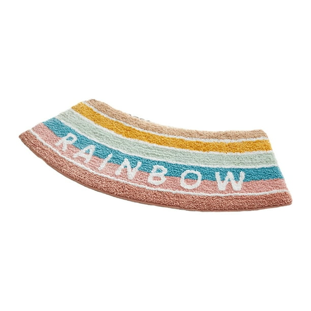 Alfombra de baño, alfombra de baño curva, alfombra para pies en forma de abanico, alfombra de baño suave y lavable antideslizante, Multicolor