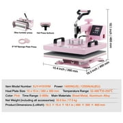 BENTISM Heat Press Machine 6 in 1, 15X15 Combo Digital Multifunctional Sublimation Heat Transfer Machine, 360 Degree Rotation Swing Away Heat Press for Printing T Shirts Hat Mug Cap Plate 1050W
