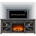 thumbnail image 7 of OKD Fireplace TV Stand for 75" TV with LED Lights， Farmhouse Electric Fireplace with Sliding Barn Door for Living Rooms, Dark Rustic Oak, 7 of 7