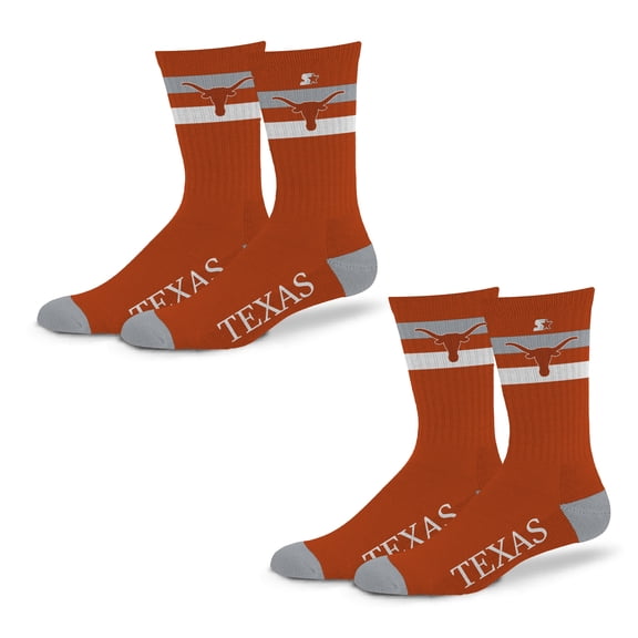 Unisex Starter Texas Longhorns Team Color 2-Stripe 2-Pack Crew Socks Set