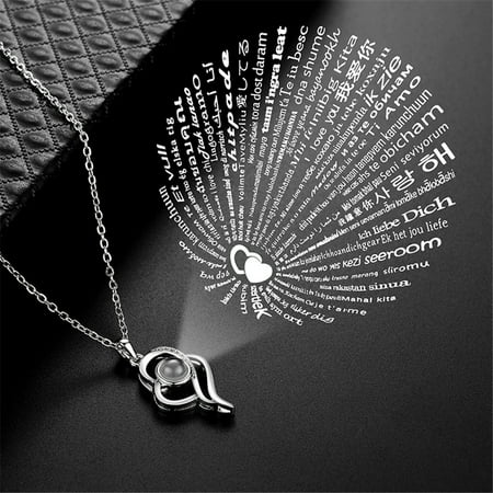 

Hollow Shape 100 Languages I Love You Projection Pendant Necklace Gift