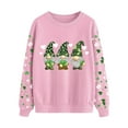 thumbnail image 5 of JTZGDY Green Shamrock Pattern Graphic T-Shirts for Women St. Patrick's Day Long Sleeve Crewneck Pullover Sweatshirts Fashion Holiday Outfit Tees Shirt Tops C-Pink XXL, 5 of 6