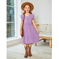 thumbnail image 6 of Arshiner Girls Dresses Ruffle Sleeve A-Line V-Neck Sundress Summer Swing Midi Dress with Pockets, 6 of 6