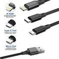 thumbnail image 2 of vAccessorize Multi 3 in 1 Braided Micro USB Fast Charging 6 feet Cable for iPhone (3 Pack, Black), 2 of 5