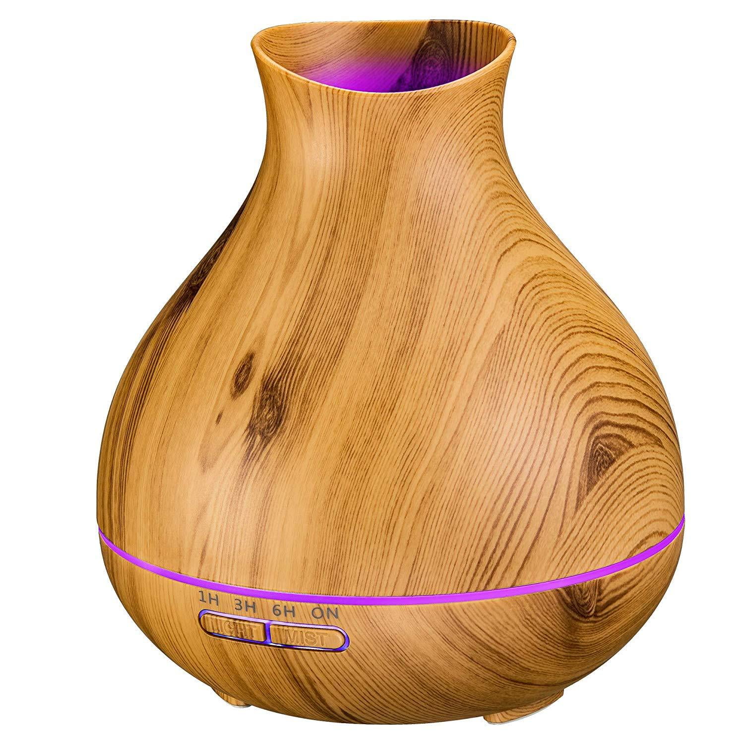 Aromatherapy Essential Oil Diffuser 550ml 12 Hours Wood Grain Aroma Diffuser With Timer Cool Mist Humidifier For Large Room Home Baby Bedroom Waterless Auto Shut Off 7 Color Lights Cha Walmart Com