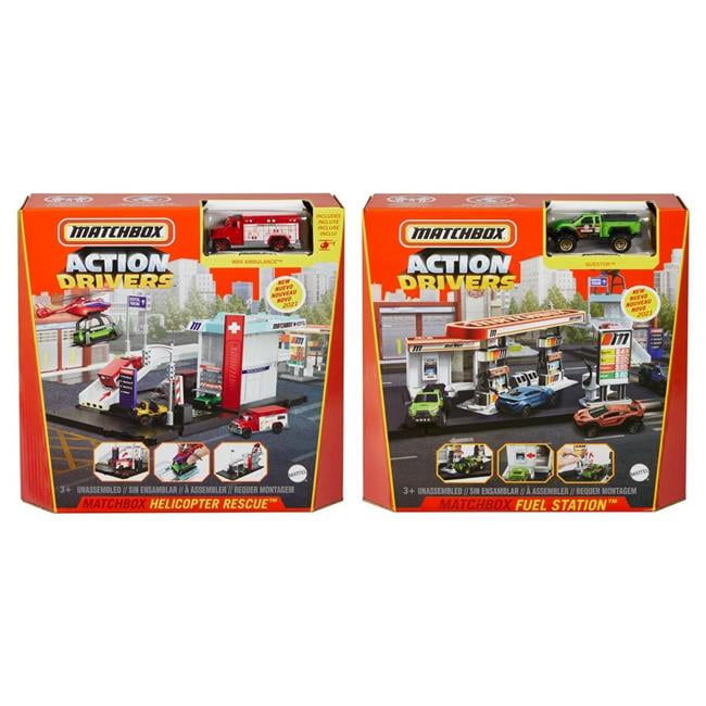 Mattel Matchbox Action Drivers Playset, Assorted Color Set of 4