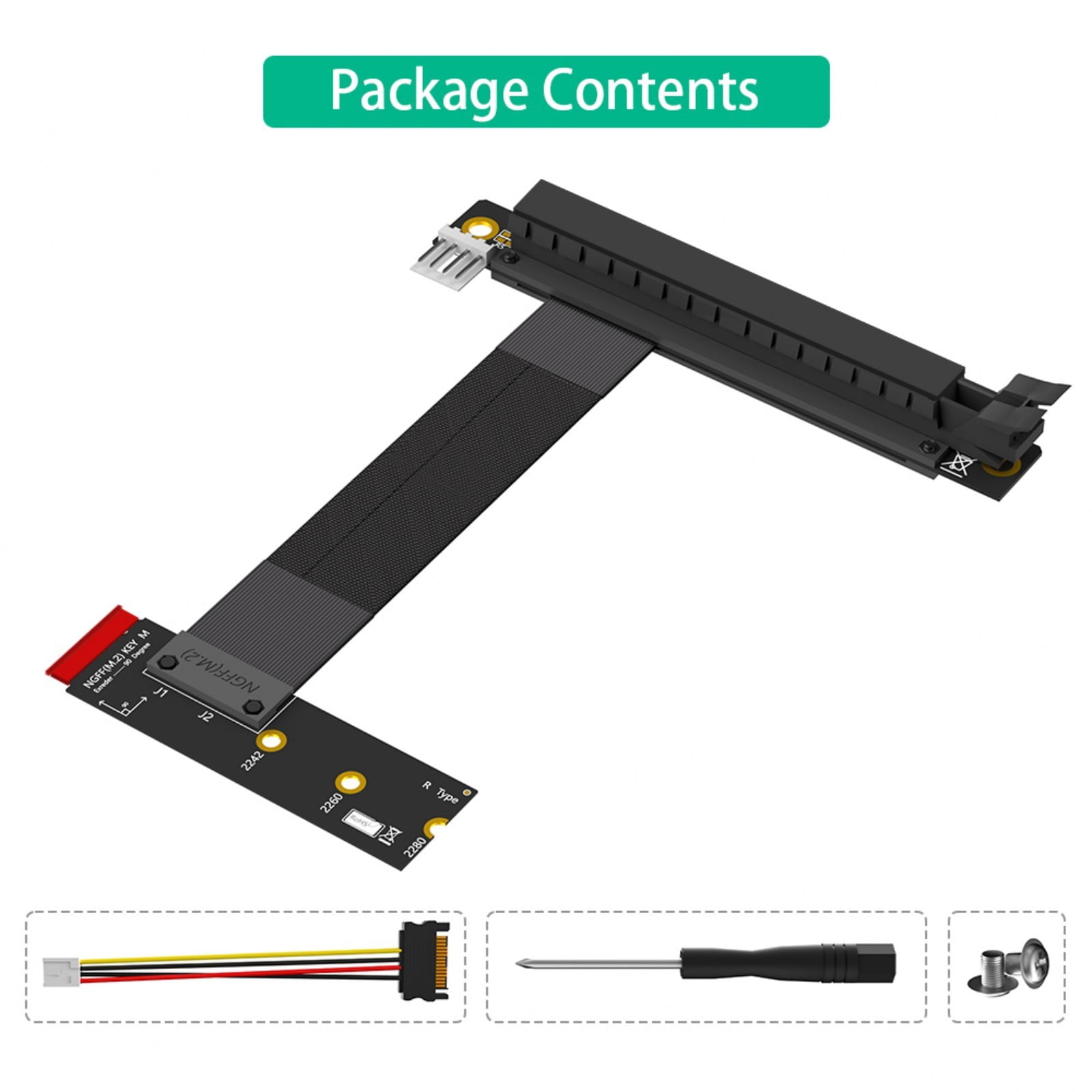 90 Angled Turn NGFFs Key M to PCIe 16X Graphics Card Adapter Nvme to PCIe PCIExpress 16X Extension Cable