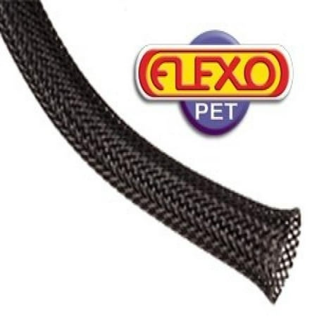 Techflex PTN0.25BK25 Flexo PET General Purpose 1/4-inch Braided Cable Sleeve, Black - 25