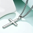 thumbnail image 4 of Silver Cross Necklace for Men, 925 Sterling Silver Cross Pendant Necklace with Stainless Steel Chain, 4 of 7