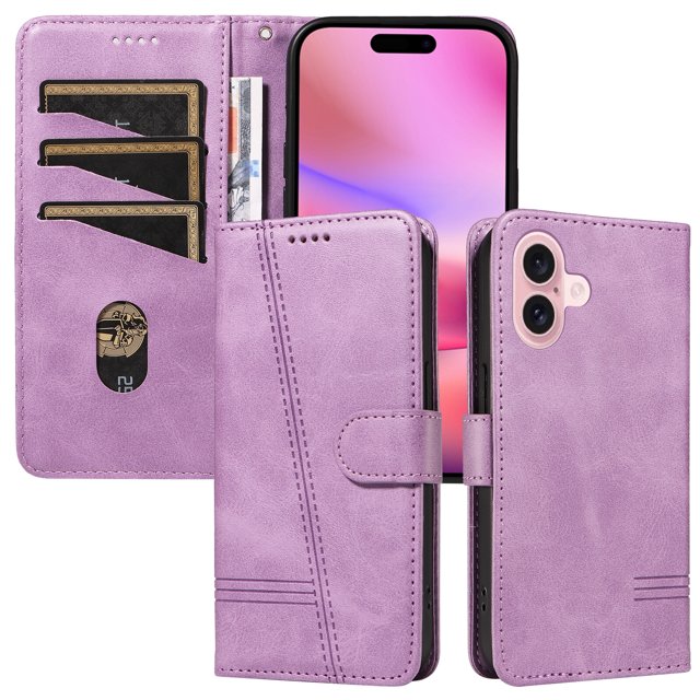 Phone Case for iPhone 16 Plus Magnetic PU Leather Card Slots Durable Wallet Cover
