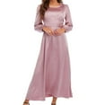 thumbnail image 3 of Oplxuo Satin Wedding Guests Dresses for Women Elegant Tie Front Long Sleeve Semi Formal Party Cocktail Maxi Dress, 3 of 7