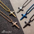 thumbnail image 7 of 555Jewelry Stainless Steel Cross Necklace for Men, Grooved Half Dome Shape Polished Religious Crucifix Cross Pendant for Men & Women, Silver, Box Chain 18 Inches, 7 of 7
