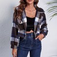 thumbnail image 1 of Chaqueta De Abrigo De Tela Escocesa Para Mujer, Camisas De Abrigo De Moda, Estilo Corto Cómodo, Manga Abullonada, Bolsillo Agradable Para La Piel Para Mujer Para Club Para Ir De ANGGREK JI1711, 1 of 7