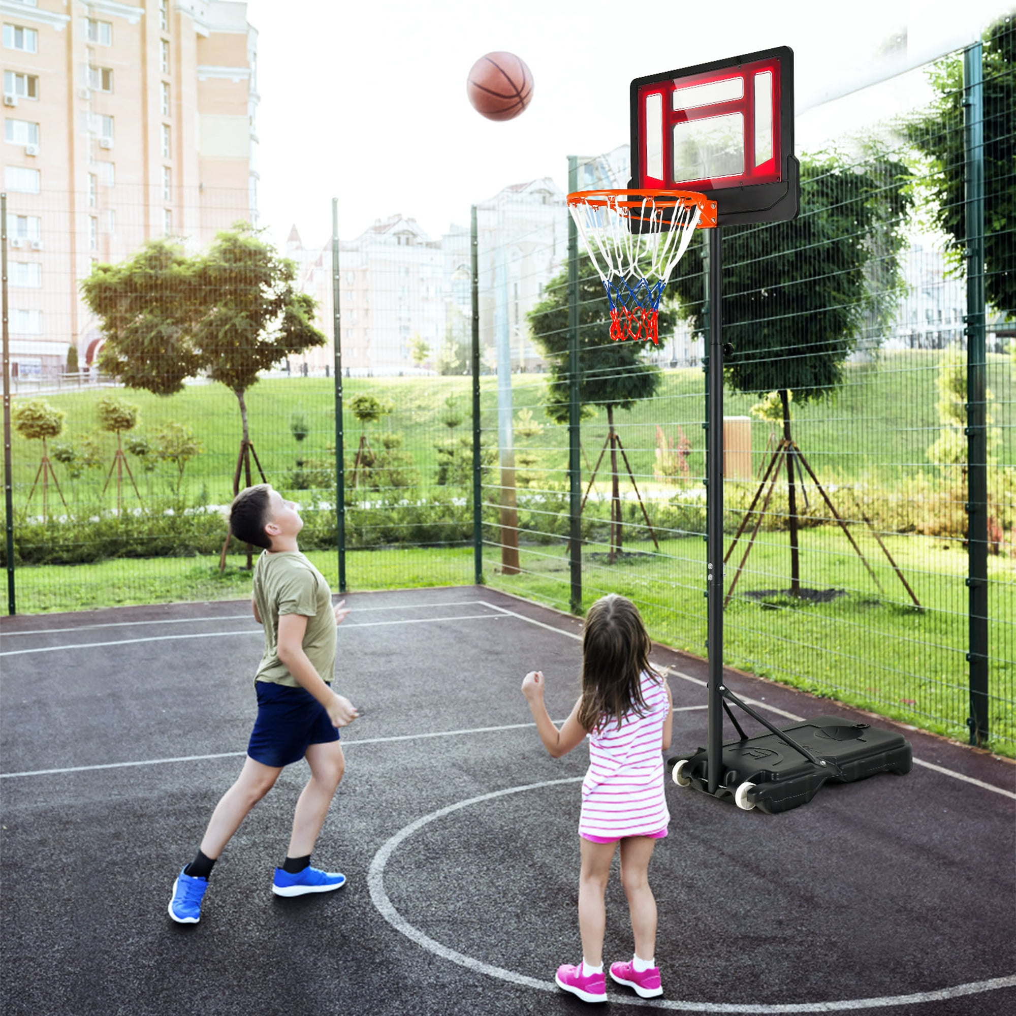 Costway 36 - 82.8 in 30 x 19.5 in Indoor and Outdoor Portable Basketball System (Child)