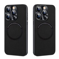 Dteck Leather Case for iPhone 14 Plus Luxury Slim Thin Case Magnetic MagSafe Charging Scratch Resistant Shockproof Full Body Protective Case For iPhone 14 Plus,Black