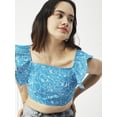 thumbnail image 5 of Moomaya Womens Crop Top, Square Neck, Flutter Sleeve Cotton Short Top Casual, 5 of 8
