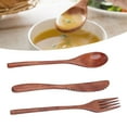 thumbnail image 3 of Juego de cubiertos de madera ANGGREK cortador tenedor cuchara caja, 3 of 8