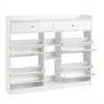 thumbnail image 2 of 50.4" Wide Entryway Shoe Cabinet w/ 6 Drawers & Baffle Top - White Particleboard Storage for Boots, Sneakers, Heels, 2 of 9