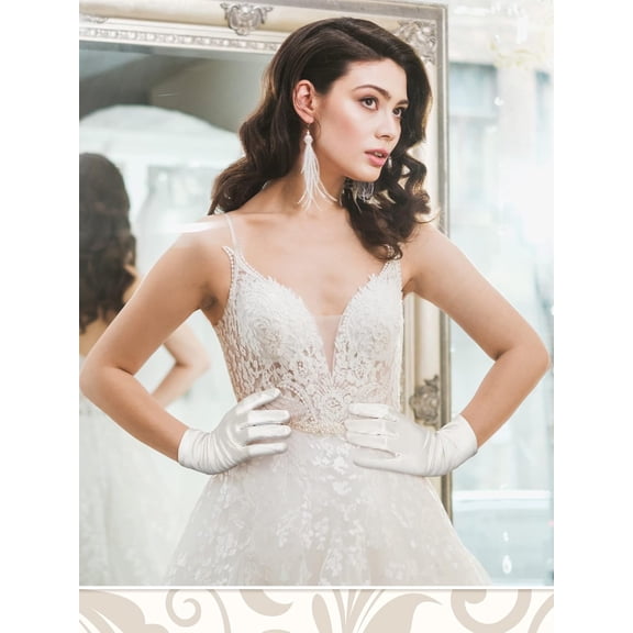 XINDUO-3 Pairs Women White Satin Opera Gloves Evening Party Dance White Gloves for Girls Halloween Cosplay