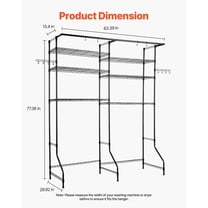 Heavy Duty Over The Washer and Dryer Shelf, 6-Tier Adjustable Laundry Storage Rack with Hanging Rod, Space Saver for Clothes & Supplies, Black