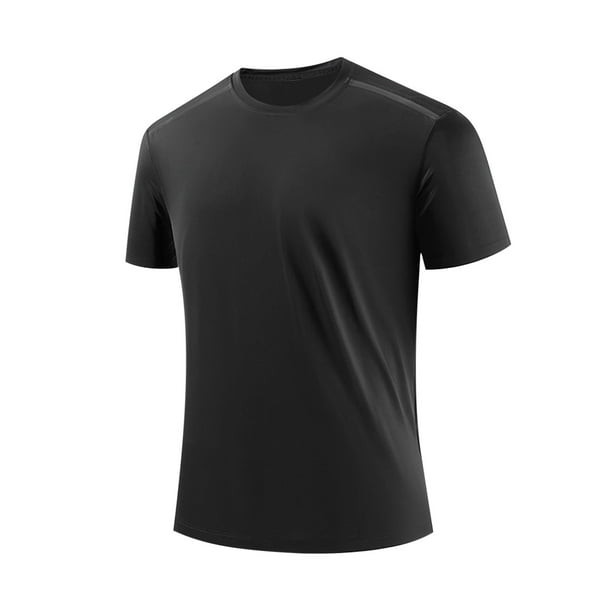 Playeras Elvqul Hombre de Color Sólido Casual Negro Manga Corta Deportivas Cuello Redondo