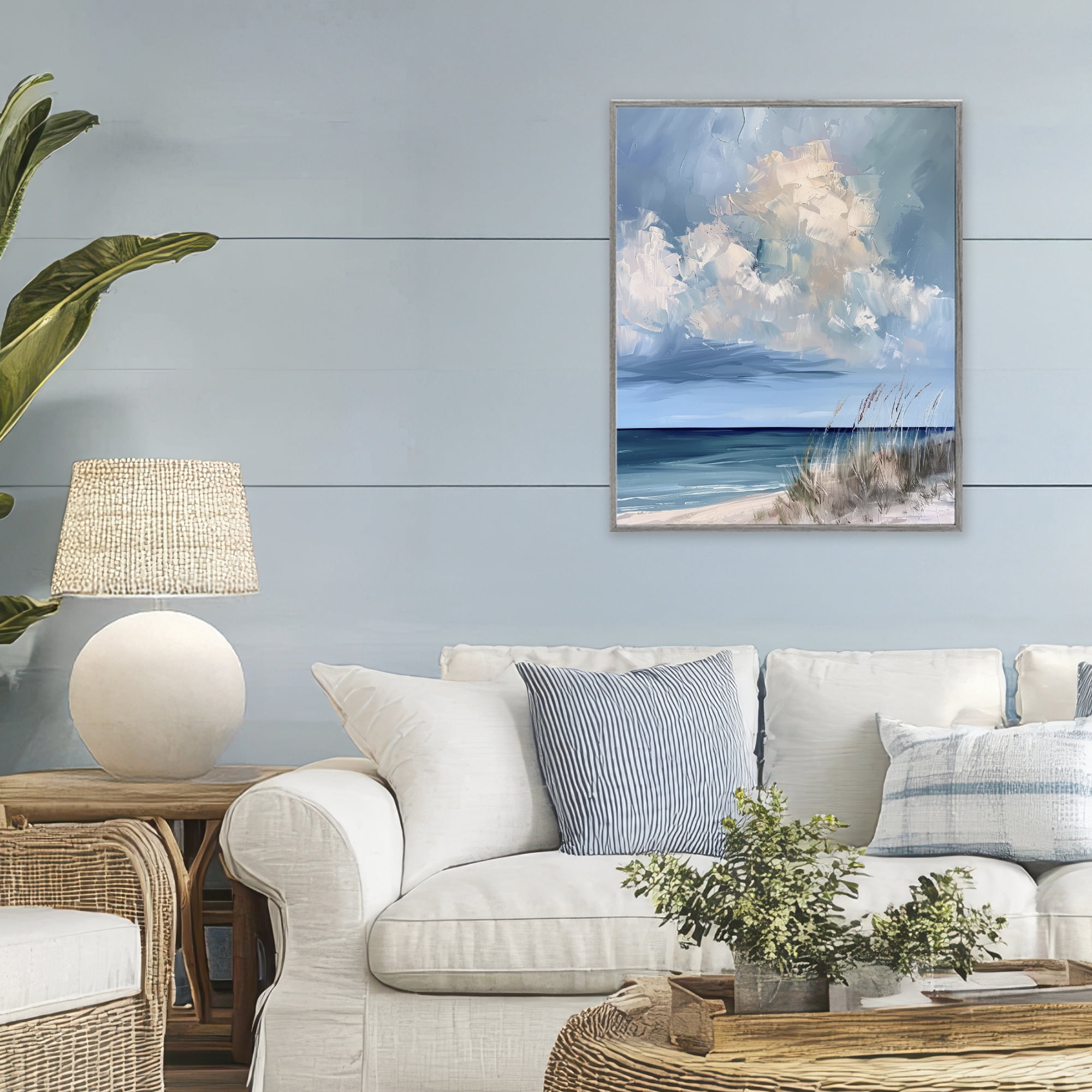 Stupell Industries A Storm Is Coming on Beach Gray Framed Giclee Art, design by Petal Prints Design