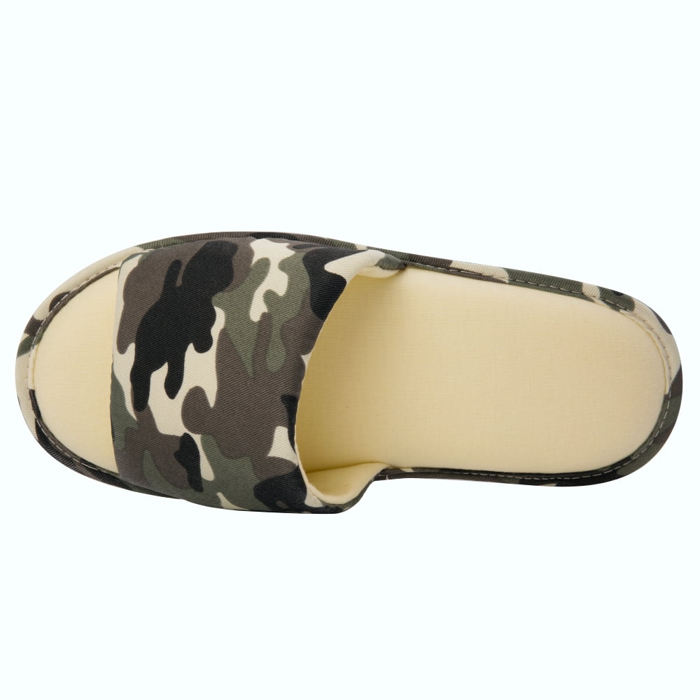 Scout's Comfy Camouflage Unisex Polyester Memory Foam Slippers With No-Slip Rubber Sole And Arch Support For Indoor Or Outdoor Daily Use