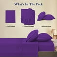 thumbnail image 4 of Split King 5 Piece Sheet Set - Breathable & Cooling, Luxury Sheets, 500 TC Egyptian Cotton Sheets, 100% Cotton Split King Sheet Set, 22-24" Inch Deep Pocket, Split King Size Purple Stripe, 4 of 5