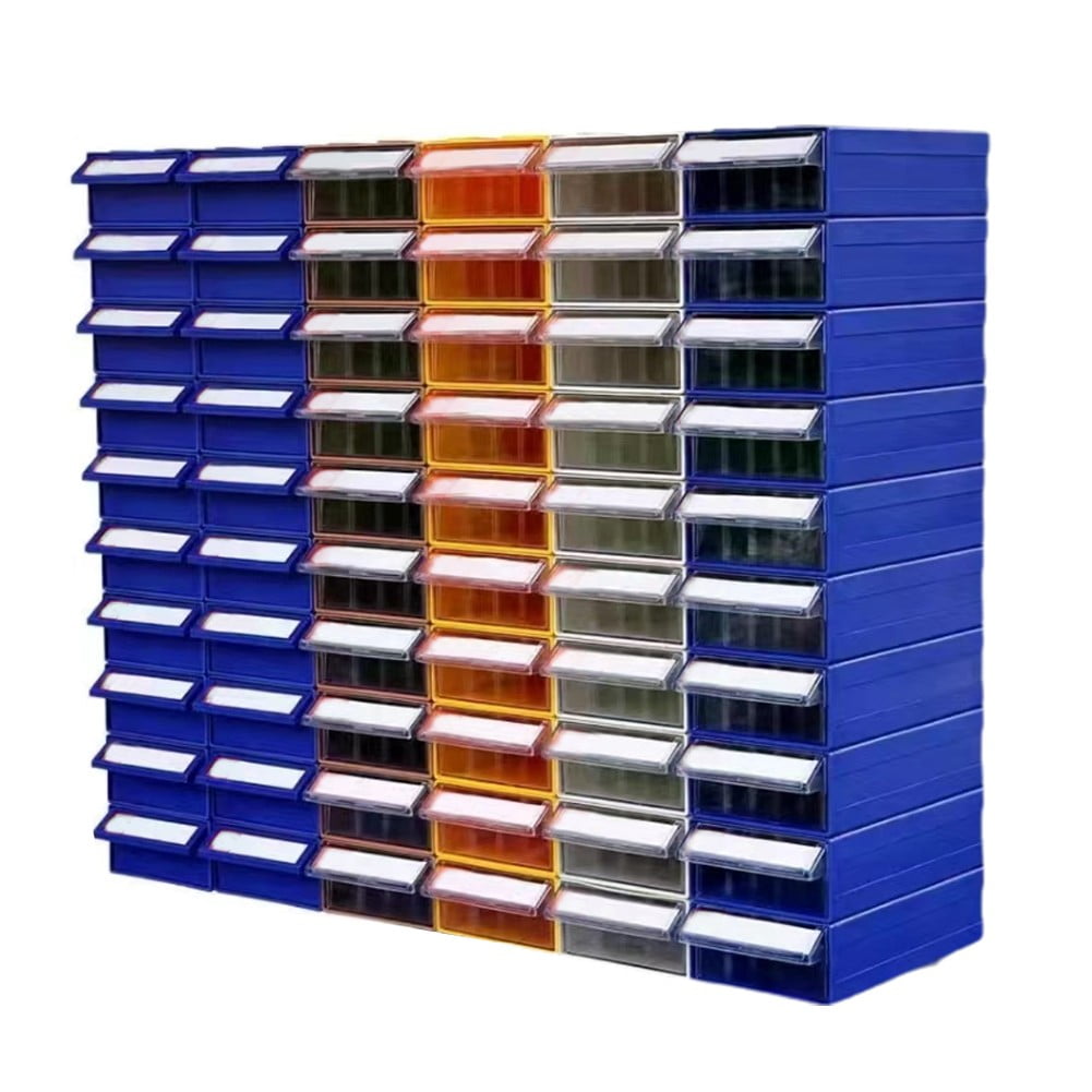 Hardware Tool Storage Box Stackable Plastic Screw Nail Beads Storage Container Component Drawer Toolbox Organizer 2Pcs Blue Smile Home