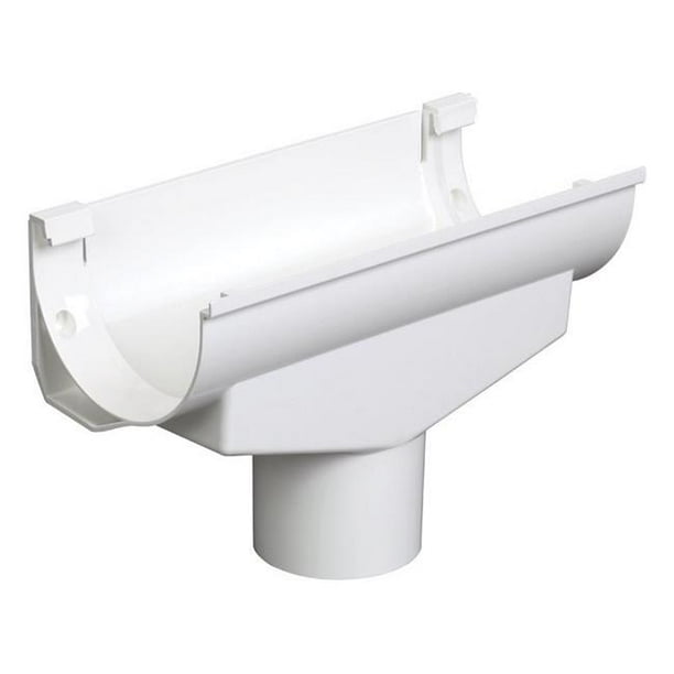 Plastmo 5005385 Classic 2.5 in. White Vinyl Half Round Gutter Drop