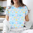 thumbnail image 3 of Camiseta de Cuello Redondo de Manga Corta de la Mujer, Top de Moda para Invierno Y Primavera Impresa de Navidad Casual 3/4, 3 of 6