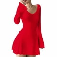 thumbnail image 2 of Gamivast Women Mini Dress V-Neck Long Sleeve Ribbed Knit Bodycon Slim Fit Elegant Basic Party Clubwear Autumn Casual Stretchy Short Gown, 2 of 5