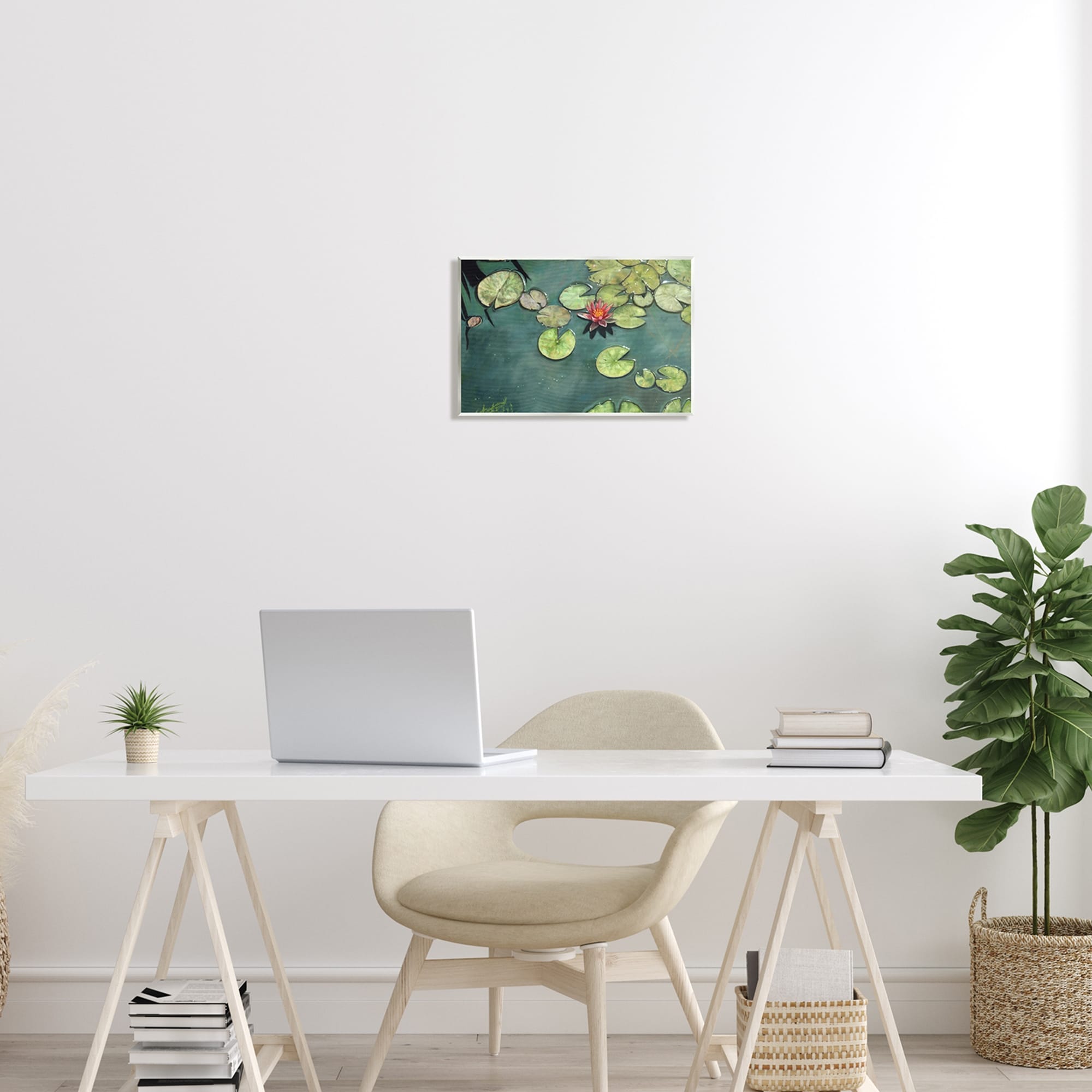 Stupell Industries Pond Lily Lotus Blossom Floating Peaceful Botanicals Painting Unframed Art Print Wall Art, Design by David Stribbling