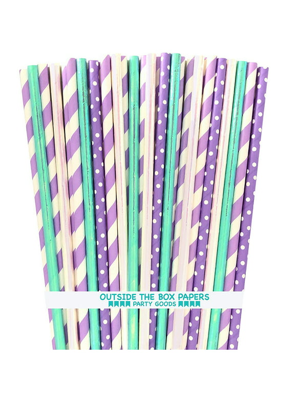 100 Mermaid Themed Paper Straws