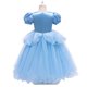thumbnail image 5 of Vestido de verano para niña, sin mangas, con volantes, encaje, mangas con lazo, bordado de malla, falda de princesa con lazo, poliéster, 5 of 6