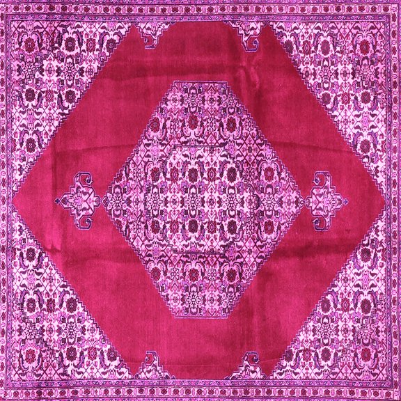 Ahgly Company Indoor Square Medallion Pink Traditional Area Rugs, 3' Square
